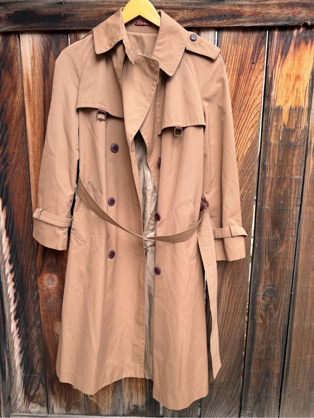 Vintage Etienne Aigner Tan Double Breasted Trench Coat Size 12 AS IS Flawed